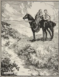 Mientras esperaban en la pequeña colina del bosque, ilustración de 